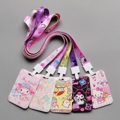 30 Styles Sanrio Hello Kitty Pom Pom Purin Anime Phone Strap Lanyard Card Holder Bag