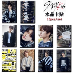 10CS/SET K-POP STRAY KIDS Clé : LEVANTER ID Card Sticker 5.4*8.5cm