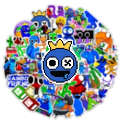 50张新品roblox rainbow friends 彩虹朋友游戏吉他头盔贴纸防水