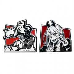 2 Styles Chainsaw Man Cartoon Character Pattern Alloy Pin Anime Brooch