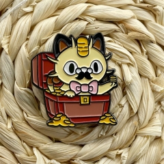 宠物小精灵喵喵胸针 金币宝箱招财猫宝可梦金属徽章