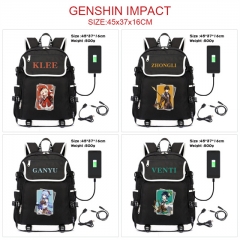 7 Styles Genshin Impact Cartoon Anime Canvas Shoulder Backpack Bag