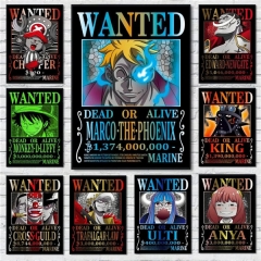 （帆布材质）水彩日本动漫海报 海贼王通缉令悬赏令帆布画芯挂画