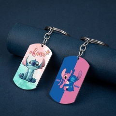 星际宝贝史迪奇Stitch狗牌 Ohana Means Family彩印不锈钢钥匙扣
