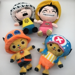 4PCS/SET 25CM One Piece Luffy Law Cartoon Anime Plush Toy Doll