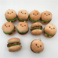 10PCS/SET 7cm Cute Hamburger Emoji Cosplay Character Anime Plush Toy Pendant