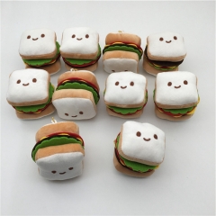 10PCS/SET 8cm Cute Bread Sandwich Emoji Cosplay Character Anime Plush Toy Pendant