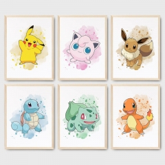 （帆布材质）口袋妖怪海报 皮卡丘妙蛙种子卡通动漫帆布画
