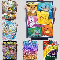 （帆布材质）口袋妖怪神奇宝贝皮卡丘海报 月亮伊布精灵宝可梦动漫卡通挂画