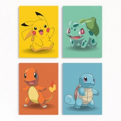 卡通动漫海报 pokemon精灵宝可梦皮卡丘水彩艺术儿童装饰画