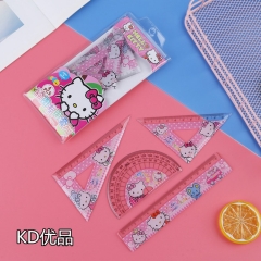 4PCS/SET Sanrio Hello Kitty Cartoon Pattern Anime Rulers Set