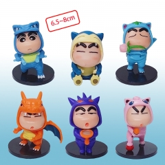6PCS/SET 6.5-8CM Crayon Shin-chan Anime PVC Figure Set