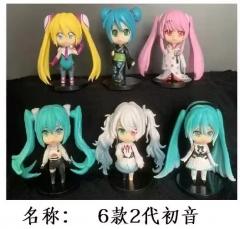 6PCS/SET 10cm Hatsune Miku 2 Generation Cartoon PVC Toys Anime Figure