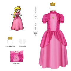 马里奥cos服 碧琪粉色演出连衣裙表演服cosplay万圣节儿童公主裙