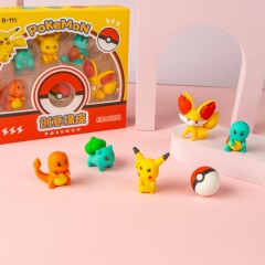 12个一套  Pokemon比卡丘3D立体造型橡皮擦可拆卸组装摆件橡皮擦胶擦套装