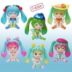 6PCS/SET 7-8CM Hatsune Miku Anime PVC Figure