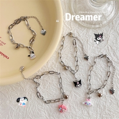 10 Styles Sanrio Kuromi Cinnamoroll Cartoon Pattern Anime Alloy Bracelet