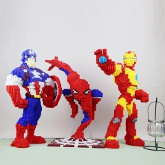 3 Styles 44CM Marvel Spider Man/Iron Man/Captain America ABS Material Anime Miniature Building Blocks Collection