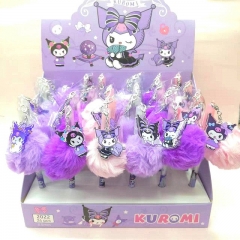 （带液体）24个一套  kuromi库洛米毛绒吊坠挂饰件笔新款文具笔中性签字水笔学生奖礼品