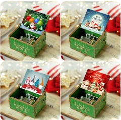 37 Styles Christmas Cartoon Pattern Anime Wooden Music Box