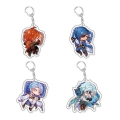 4 Styles Genshin Impact Cartoon Acrylic Anime Keychain