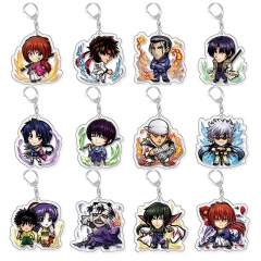 12 Styles Rurouni Kenshin Cartoon Acrylic Anime Keychain