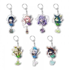 7 Styles Genshin Impact Cartoon Acrylic Anime Keychain