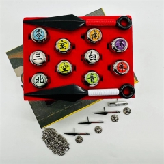 16PCS/SET Naruto Cartoon Pattern Anime Ring+Kunai+Badge Set