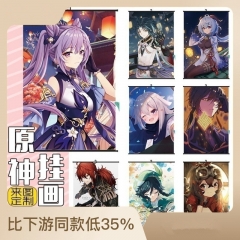 动漫挂画原神1-39刻晴安柏凯亚丽莎诺艾尔钟离魈卷轴