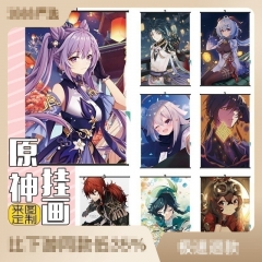 动漫挂画原神1-39刻晴安柏凯亚丽莎诺艾尔钟离魈卷轴