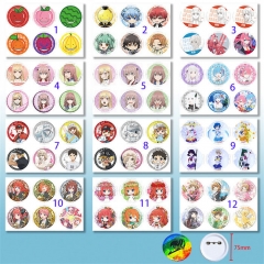 12 Styles 6PCS/SET 75MM Lycoris Recoil Ram Rem Draling Alloy Anime Badge Brooch
