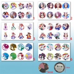 8个一套5.8CM）6款赛马娘58mm8个装磨砂膜胸针一包