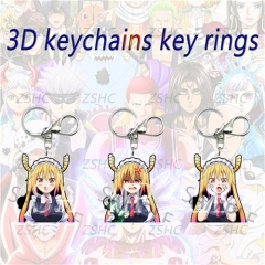Miss Kobayashi's Dragon Maid Cartoon Pattern 3D Motion Anime Keychain