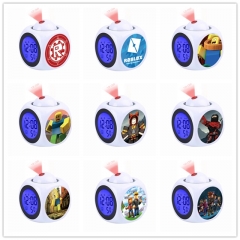 白色Roblox-新货精品动漫台钟多功能LCD投影闹钟