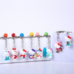 8PCS/SET 3.5CM Hello Kitty Cartoon PVC Anime Figure Keychain