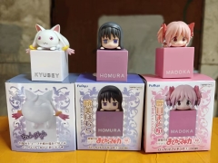 趴趴魔法少女 鹿目圆 晓美焰 丘比 高约9cm，重140g一个，彩盒尺寸10X10X15cm