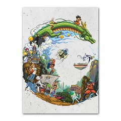 （帆布材质）速卖通ebay龙珠火影动漫海报 孙悟空鸣人路飞海贼儿童卡通帆布画