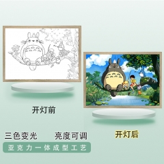 (带电) 大号A4（USB插电款）龙猫 动漫漫画灯光画小夜灯摆件卧室床头电视柜摆画情侣礼物创意发光画