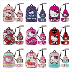 20 Styles 3PCS/SET Hello Kitty Cartoon Anime Backpack Bag+Pocket Bag+Pencil Bag Set
