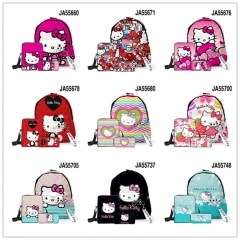 20 Styles 3PCS/SET Hello Kitty Cartoon Anime Backpack Bag+HeadBag+Pencil Bag Set