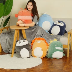 5 Styles Lion Penguin Dinosaur Plush Toy Soft Pillow With Blanket