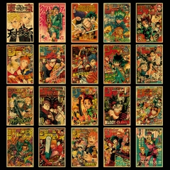 41 Styles 42*28.5CM Demon Slayer/My Hero Academia/One Piece/Hunter/Jojos Retro Kraft Paper Anime Poster
