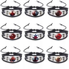 19 Styles Spider Man Cartoon Leather Bangles Anime Bracelet