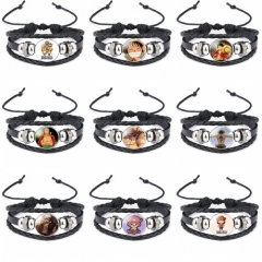 10 Styles One Piece Cartoon Leather Bangles Anime Bracelet