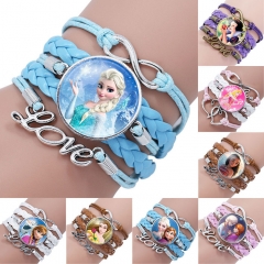 19 Styles Frozen Cartoon Leather Bangles Anime Bracelet