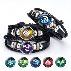 7 Styles Genshin Impact Cartoon Leather Bangles Anime Bracelet
