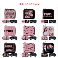 K-POP BLACKPINK  彩图pu皮革短款围链二折钱包