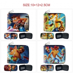 Crash Bandicoot  彩图pu皮革短款围链二折钱包