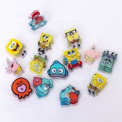 12 Styles 4CM SpongeBob SquarePants Cute Acrylic Photo Clip Multi-Functional Anime PP Clip