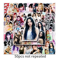 50张aespa涂鸦贴跨境韩国女团明星贴纸DIY滑板手机行李箱贴纸防水